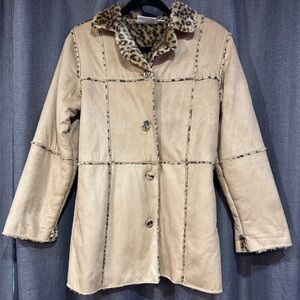 Iz Byer Tan Teddy Jacket with Faux Fur Collar